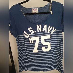 PINK Victoria's Secret USBlue and White Striped Tee